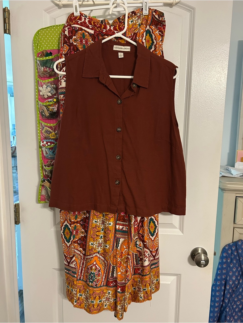 Haute Hippie Multicolor Pants & Brown Linen Top